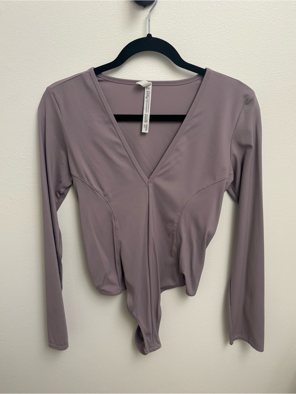 Free People Intimately Free Cozy Up Bodysuit V Neck Long Sleeve Medium Purple